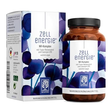 Zellenergie - NAD+ Faktor - mit Nicotinamide-Riboside 300mg (NR) - NAD Komplex - Betain, Resveratrol, Coenzym Q10, Taurin & Vitamin B3 - laborgeprüft in Deutschland – 90 vegane Kapseln von NATURTREU