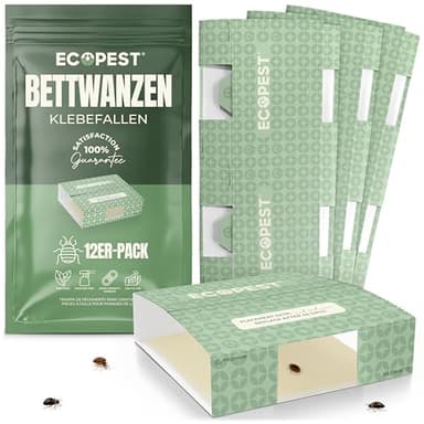 Bettwanzen Klebefallen (12er Pack) | Klebrige Schädlingsbekämpfungsfalle und Bettwanzenvernichter | Selbstklebende kriechende Insektenfänger, Falle, und Detektor zur Behandlung von Bettwanzen Grün
