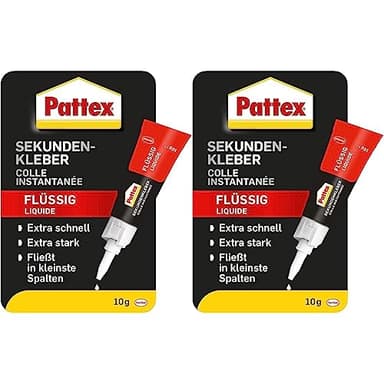 Pattex Sekundenkleber Flüssig, spülmaschinenfester Superkleber für viele Sofortreparaturen, schnelltrocknender farbloser Flüssigkleber, 1 x 10g (Packung mit 2)