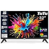 TuTu Fernseher 32 Zoll (80cm) LED HD TV mit Triple Tuner (DVB-T/T2-C-S/S2), HDMI, USB-Media Player, CI/CI+, Hotelmodus (TUB32HN1N, 2024)