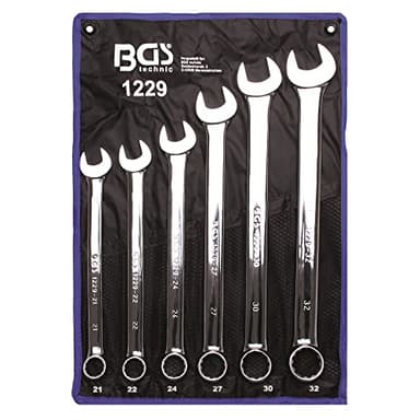 BGS 1229 | Maul-Ringschlüssel-Satz | 6-tlg. | extra lang | SW 21-32 mm | inkl. Tetron-Rolltasche | Gabelringschlüssel