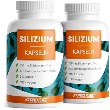 Silizium hochdosiert 480 Kapseln - 714 mg siliziumreiches Bambussprossen-Extrakt mit 536 mg Kieselsäure, davon 250 mg elementarem Silizium pro Tag - laborgeprüft mit Zertifikat - Vorrat für 240 Tage