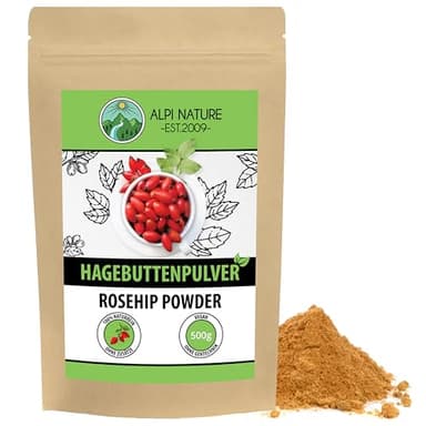 Alpi Nature Hagebuttenpulver 500g, Hagebuttenmehl ,Hagebutten getrocknet und gemahlen, Hagebutten Pulver