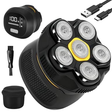 Glatzen Rasierer Herren, Wasserdichter Kopfrasierer mit Typ-C-Schnellladung, Magnetischem Reinigungssystem & 120 Mins. Akkulaufzeit – Ideal für Glatze & Präzise Kurzhaarschnitte