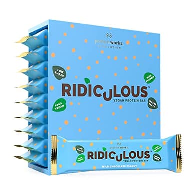 Protein Works - Ridiculous Vegan Proteinriegel | 15g Protein pro Riegel | Protein Riegel | Eiweißriegel | Wilde Schoko Erdnuss | 9er Pack