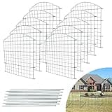 SWANEW Teichzaun,steckzaun,Gartenzaun Metall,Freigehege,Zaun,Gitterzaun,gehege kaninchen,zaun für hunde, Zaun Teich 22tlg 10 Zaunelemente und 12 Befestigungsstäben (Oberbogen)