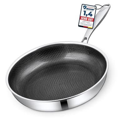 Morleos Keramikpfanne 24cm PFAS & PTFE Frei | Kratzfeste Wabenpfanne | 5-Schicht - 3mm - 1kg | Premium Bratpfanne für Induktion | Antihaft, Backofenfest & Spülmaschinenfest