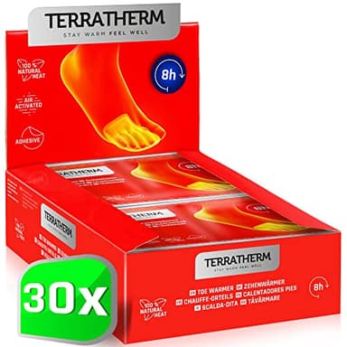 TerraTherm Fußwärmer Pads luftaktiviert - 8h warme Füße - 5, 10 oder 30 Paar - 100% natürliche Wärme - Wärmepads Füße - 30 Paar