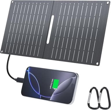 Ecosonique 15W Solar Ladegerät für Handy, IP67 Wasserdicht Faltbar Solarpanel für Handy,mit USB-A/USB-C für Camping Backpacking Kompatibel mit Handy, iPhone, Samsung Galaxy, Google Pixel, LG