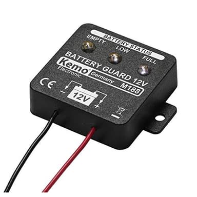 Kemo M188 Batteriewächter 12 V. 5-stufige Anzeige. Mit 3 LED's. Verhindert Tiefentladung. Geringer Eigenverbrauch von weniger als 4,9 mA