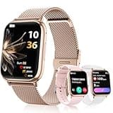 Smartwatch Damen, 1.83" Touchscreen Fitnessuhr, mit Telefonfunktion Smart Watch Fitness SpO2 Blutdruckmessung Schlafmonitor Pulsmesser Schrittzähler 120+ Sportmodi, für Android iOS (rose gold)