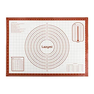 Antihafte Backmatte/Backunterlage Silikon Groß 71x51cm, Rutschfeste Teigmatte Ausrollmatte Silikonmatte Backfolie Backpapier Arbeitsmatte mit Messung für Fondant Pizza Brot Matte, BPA Frei (Rot)