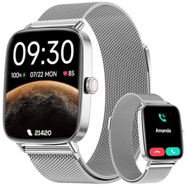 Smartwatch Herren Damen mit Telefonfunktion, 1,85" Fitnessuhr Smart Watch, 100+ Sportmodi Fitness Tracker mit Herzfrequenz/SpO2/Schlaf Monitor Schrittzähler, IP68 Wasserdicht Sportuhr für iOS Android