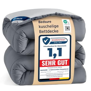 BEDSURE Bettdecke 155x220 Ganzjahresdecke Steppdecke - Bettdecke Ohne Bezug 155x220cm 300GSM - 4 Jahreszeiten Bettdecken Wende Grau/Hellgrau, Weiche Warm Duvet Schlafdecke für Allergiker