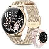 RUXINGX Smartwatch Damen mit Telefonfunktion 1.32" HD Voll Touch Screen, Armbanduhr mit SpO2 Pulsuhr Menstruationszyklus Schlafmonitor Schrittzähler Kalorien Fitness Tracker IP68 iOS Android Roségold