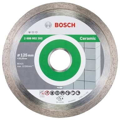 Bosch Professional 1x Diamanttrennscheibe Standard for Ceramic (für Stein, Keramik, Fliesen, Marmor, Ø 125 x 22,23 x 1,6 x 7 mm, Zubehör für Winkelschleifer)