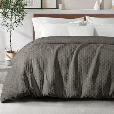 Whale Flotilla Bettdecke in 135x200 cm, Warme und Weiche Ganzjahres Bettdecke, Atmungsaktive Steppdecke für 4 Jahreszeiten, Dunkelgrau