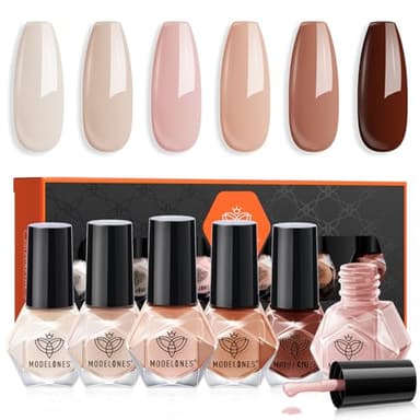 Modelones Nagellack 6 PCS Schnelltrocknender Nude Rosa, Ungiftig Wasserbasis, Gel Ohne UV-Lampe, Langanhaltend, Geschenk für Frauen und Mädchen