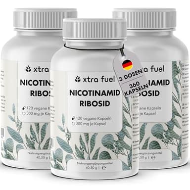 Nicotinamid Ribosid - NAD+ Vorstufe - 360 Kapseln (hochdosiert) - 300mg Nicotinamid Ribosid (NR) pro Kapsel - vegan + laborgeprüft - deutsches Unternehmen