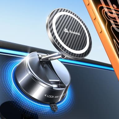 andobil 2026 Neueste Handyhalterung Auto Magnet für Magsafe Autohalterung, [20x N55 Magnete & Verbesserte 80 kPa Saugkraft] 360° Drehbar Handyhalterung Auto Kompatibel mit iPhone 17 16 15 14 Pro Max