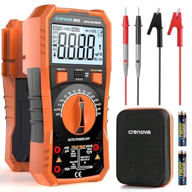 Crenova Digital multimeter, TRMS Voltmeter Ammeter Auto-Range 6000 Zähler Ohmmeter, misst Spannung Kapazität Temp Wiederstand mit Large LCD-Anzeige und Hintergrundlicht, for Automotive, Elektrike