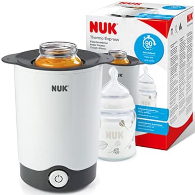 NUK Thermo Express Babyflaschenwärmer | schonendes Erwärmen von flüssiger und breiförmiger Nahrung in 90 Sekunden | automatische Abschaltung | Korb zum einfachen Herausnehmen | EU-Stecker