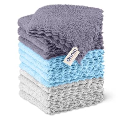 Okaei Mikrofasertücher 12 Stück, l Non-Stick Microfaser Putztuch l Fusselfrei Microfasertücher l ideales Geschirrhandtücher, Putzlappen, Küchentücher l Mikrofasertuch für Spültücher