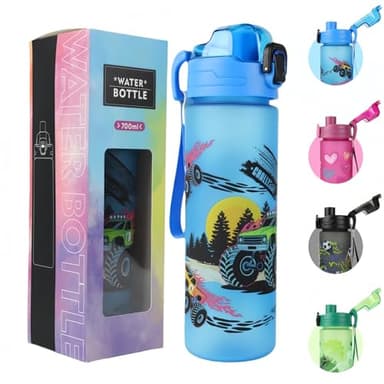 MHwan Trinkflasche Kinder, 700ml, Kohlensäure Geeignet, Auslaufsicher, BPA-Frei, One-Touch-Öffnung, Leicht zu Reinigen, Wasserflasche mit Großem Fassungsvermögen, Geeignet für Schule und Outdoor Sport