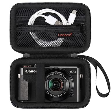 Canboc Kameratasche für Canon PowerShot G7 X Mark II/G7X Mark III Digital 4K Vlogging Kamera, Point and Shoot 4K Videokamera Tasche, Reißverschluss Mesh Tasche passt USB Kabel, Batterien, Schwarz