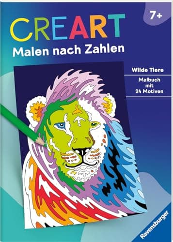 Ravensburger CreArt Malen nach Zahlen ab 7: Wilde Tiere, Malbuch, 24 Motive