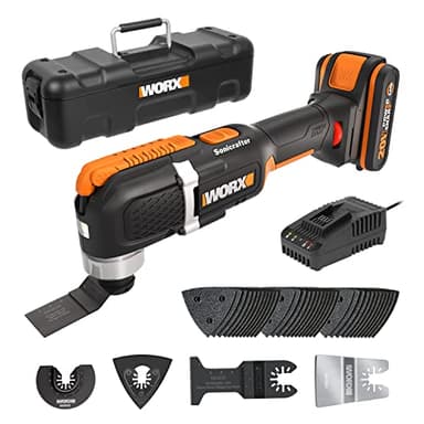 WORX WX696 20V Akku-Multifunktionswerkzeug – Elektrisches Werkzeug zum Schneiden, Sägen, Schleifen & mehr – Variable Drehzahlregelung – Ergonomisches Design – inkl. 20V 2Ah Akku, Ladegerät & Koffer