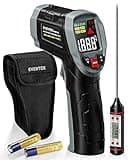 Eventek Infrarot-Thermometer, [3 in 1] -50°C～600°C (-58°F~1112°F), IR Pyrometer Berührungslos Digital Laser Temperaturmessgerät mit Fleischthermometer & Tasche, für Küche/Barbecue/Industrie