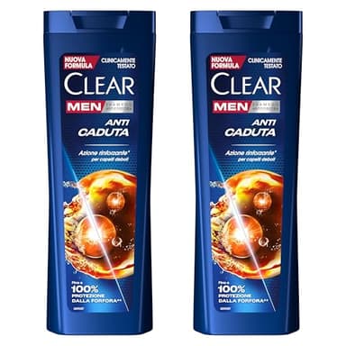 Clear Men Anti-Schuppen-Shampoo Anti Hairfall, stärkt brüchiges Haar, spendet Feuchtigkeit, schützt vor Schuppen, für kräftigeres, gesund aussehendes Haar, bis zu 100 % Schuppenschutz, 2 x 360 ml