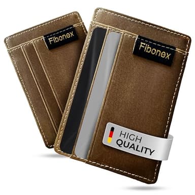 Fibonex Magic Wallet Leder Portemonnaie mit Münzfach – Slim Geldbörse für Herren & Damen – Hochwertiges Echtleder – Smartes Design für Karten, Scheine & Münzen Portmonee Kartenetui