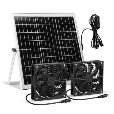SUNYIMA Solar Ventilator, 15W Wasserdichter Solar Ventilator Kit mit DC Doppelventilator für kleine Hühnerställe, Gewächshäuser, Schuppen, Haustierhäuser, Fensterauspuff