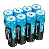Kratax Wiederaufladbare 1,5V AA Lithium Akku, 1,5V Konstanter Ausgang, 3500mWh und 1600 Mal Langer Zyklus, 8 Stücke Lithium AA Akku