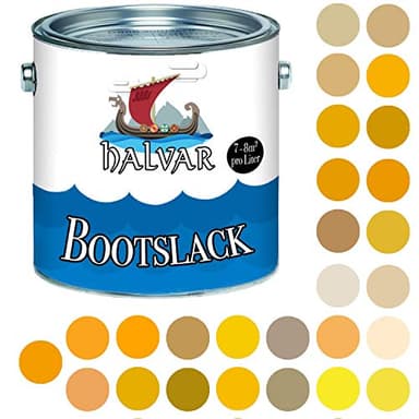 Halvar Bootslack Gelb RAL 1000-1037 Yachtlack GLÄNZEND Bootsfarbe Yachtfarbe PU-verstärkt für Holz & Metall verstärkt extrem belastbar hochelastisch Schiffslackierung (1 L, RAL 1021 Rapsgelb)