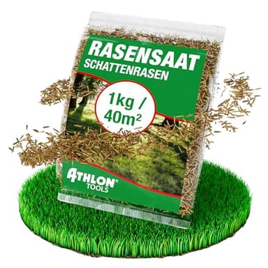 ATHLON TOOLS Schattenrasen-Samen 1kg / 40m² Frühjahr/Sommer - Rasensamen schnellkeimend für Schatten - Rasensaat Rasen-Nachsaat