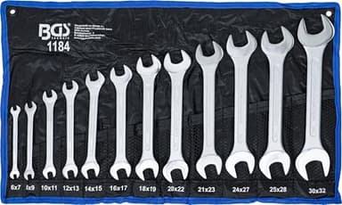 BGS 1184 | Doppel-Maulschlüssel-Satz | 12-tlg. | SW 6 x 7 - 30 x 32 mm | CV-Stahl | inkl. Tetron-Rolltasche