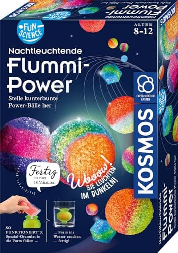 Kosmos 654108 Fun Science - Nachtleuchtende Flummi-Power, Stelle 20 kunterbunte Power-Bälle her, Experimentierset für Einsteiger: Experimentierkasten