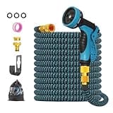 Flexibler Gartenschlauch 30m, Ausdehnbarer Wasserschlauch 3/4 zoll 1/2 zoll mit Schlauchhaken-10 Funktion Sprühdüse, Garden Hose Schlauch für Garten, Haustier, Autowäsche