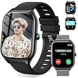Smartwatch Damen Herren,Fitnessuhr Tracker mit | 2.01" HD Touchscreen | Telefonfunktion | Silikon + Zinklegierung 2 Armbänder | App-Benachrichtigungen | Sportuhr mit 123+Sportmodi für Android/iOS