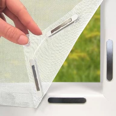 EASYmaxx Insect Protect Fliegengitter Fenster mit Magnetbefestigung | zuschneidbares Moskitonetz | Insektenschutz Fenster bis 110 x 130 cm | Mückenschutz Fliegengitter Magnet - leichte Montage [Weiß]