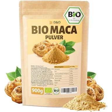 D&O Nature Products Maca Pulver Bio, Gemahlene Macca Wurzel aus Peru, 100% natürlich und vegan root powder, Maccapulver aus biologischem Anbau, Bio Pulver ohne Zusatzstoffe, Organic Macc (900g)