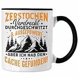Trendation - Geocaching Tasse Geschenk Lustiger Spruch GPS-Schnitzeljag Geschenkidee Pfadfinder Geburtstag Geocacher (Schwarz)