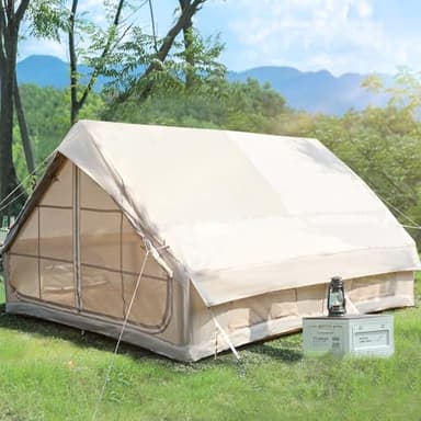 400x300x210cm Aufblasbares Gampingzelt für 4-10 Personen, Großes Outdoor Zelt mit Luftpumpe & Mesh Fenster, 420D Oxford Wasserdicht 3000mm & UV50+ für 4 Jahreszeiten, 5 Min Schneller Aufbau
