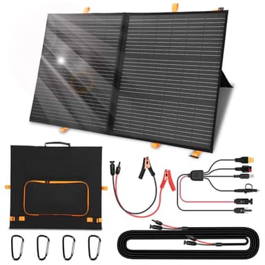 WODHMIEY 100W/200W Faltbares Monokristallines Solarpanel mit Controller, Hochleistungsfähiges Solarladegerät mit 23.5% Umwandlungseffizienz, Leicht, Kompakt &Wetterfest, ideal für Outdoor-Nutzung