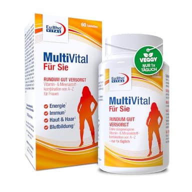 MultiVital Für Sie | A–Z Multivitamin Tabletten speziell für Frauen | 13 Vitamine plus 10 Mineralstoffe | Für Energie, Blutbildung, Immunsystem, Haut & Haare, Knochen und Nerven | 60 Tabletten
