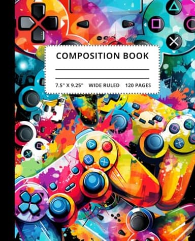 Composition Notebook: Gamer/Gaming Controller Themed, Wide Ruled Lined Pages