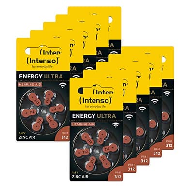Intenso Hörgerätebatterien PR41, Braun (Typ 312), 60er Pack